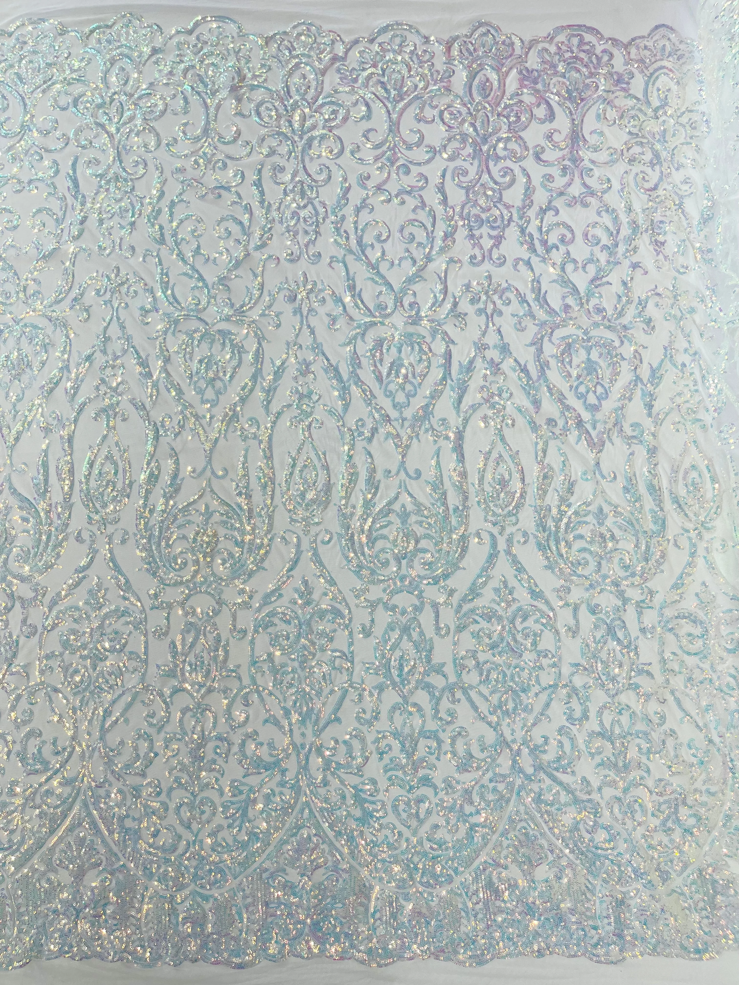 King Damask Sequin on Stretch Mesh Fabric / Sold by the Yard - Image 6
