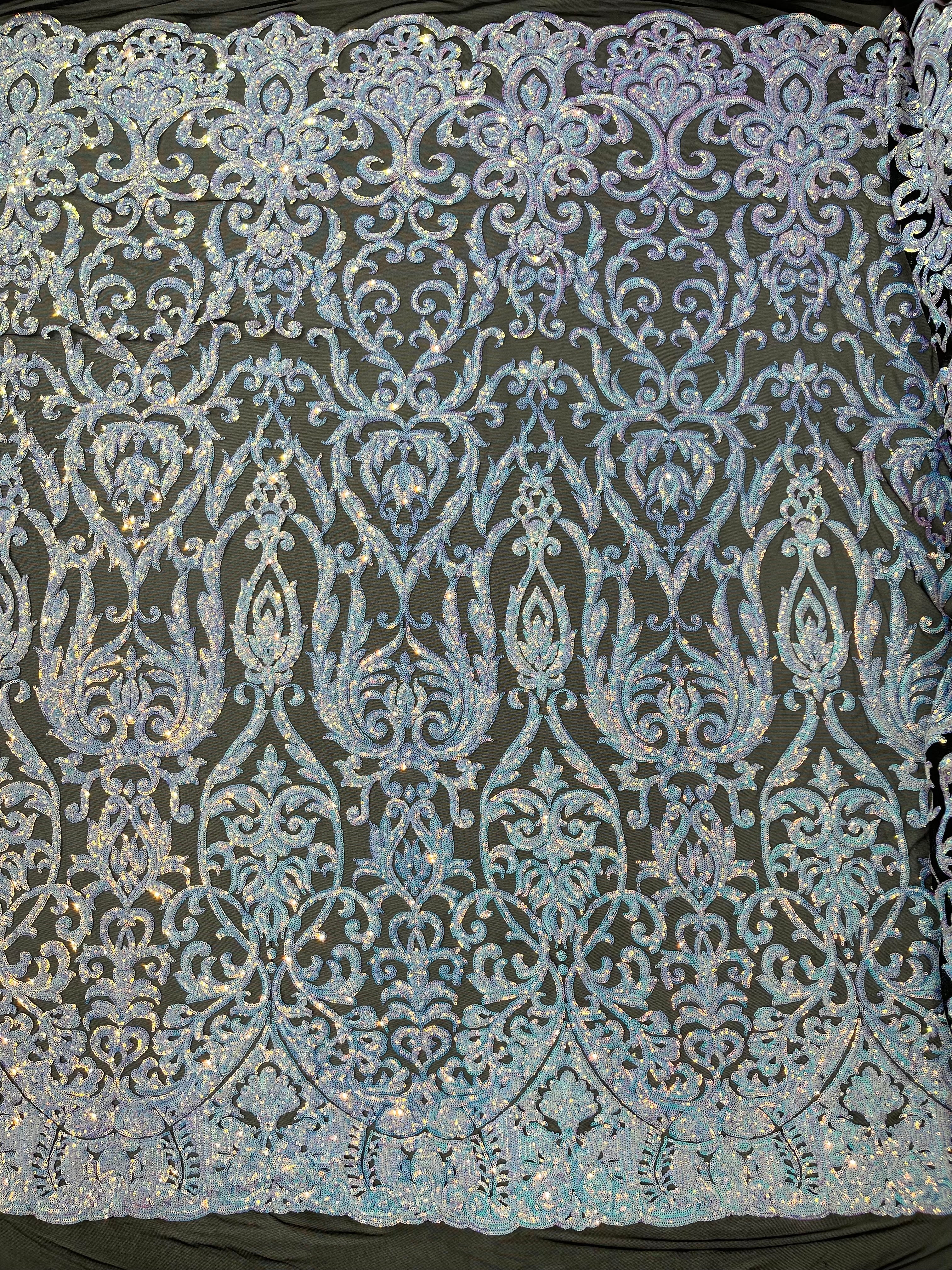 King Damask Sequin on Stretch Mesh Fabric / Sold by the Yard - Image 7