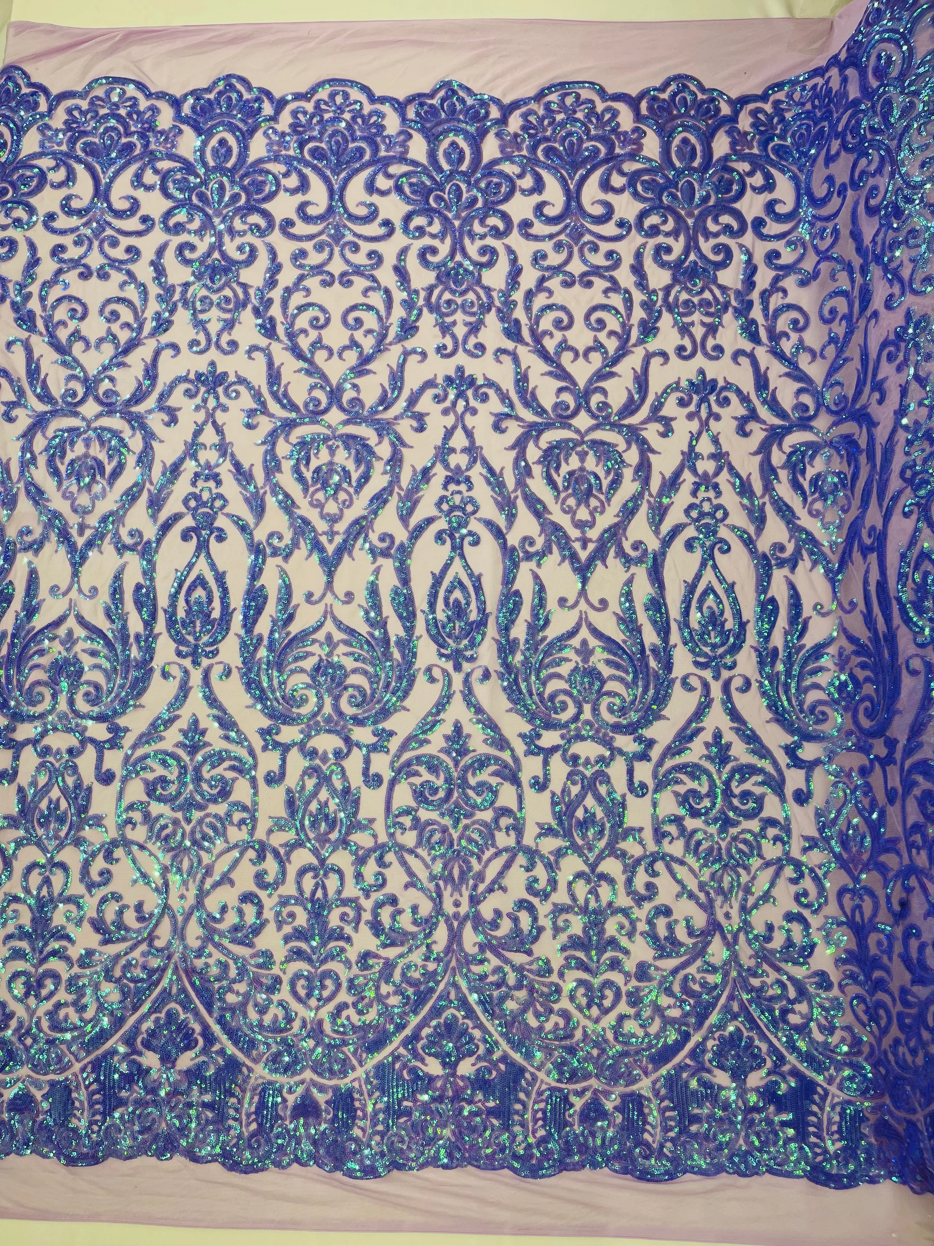 King Damask Sequin on Stretch Mesh Fabric / Sold by the Yard - Image 8