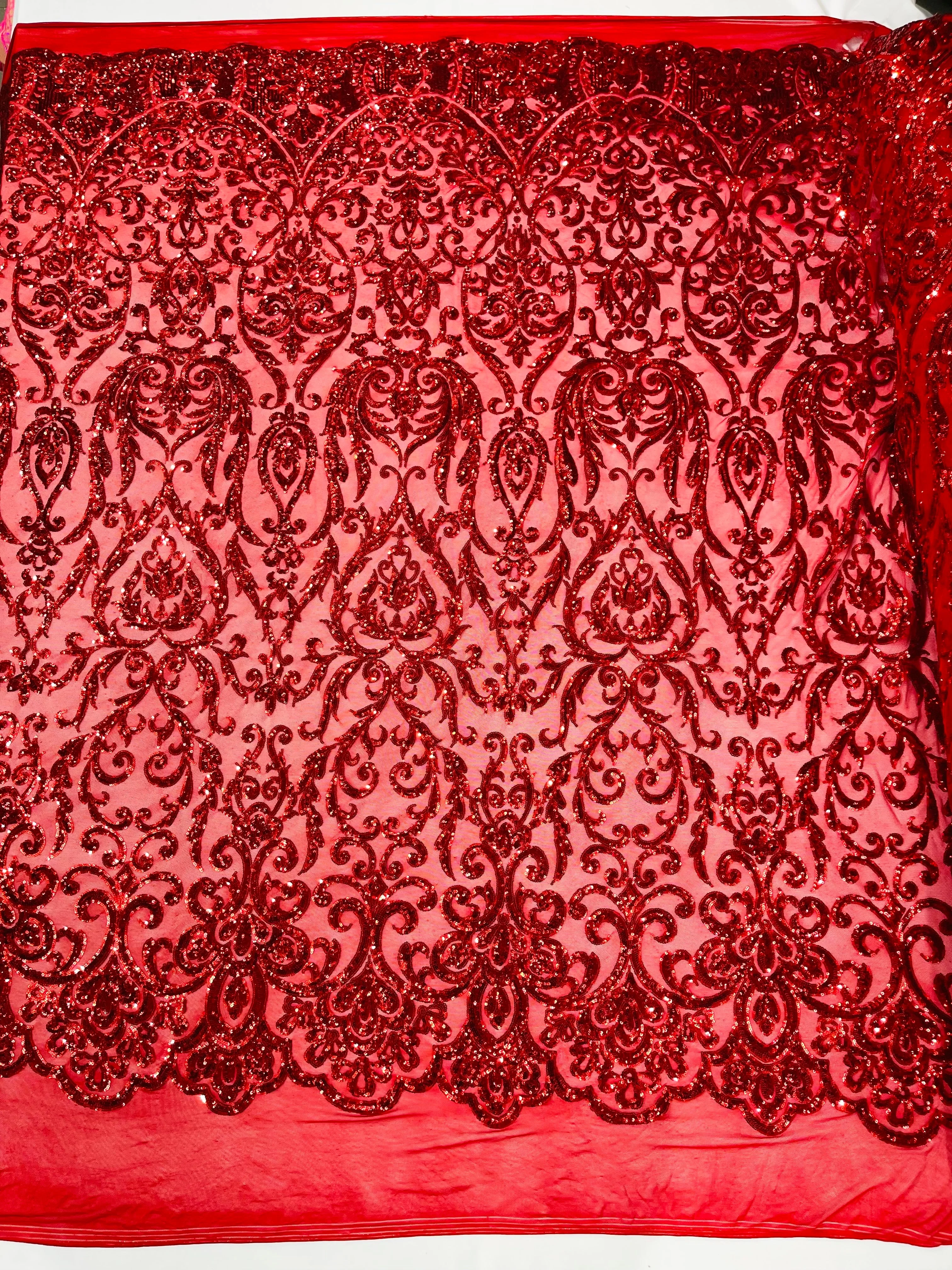 King Damask Sequin on Stretch Mesh Fabric / Sold by the Yard - Image 9
