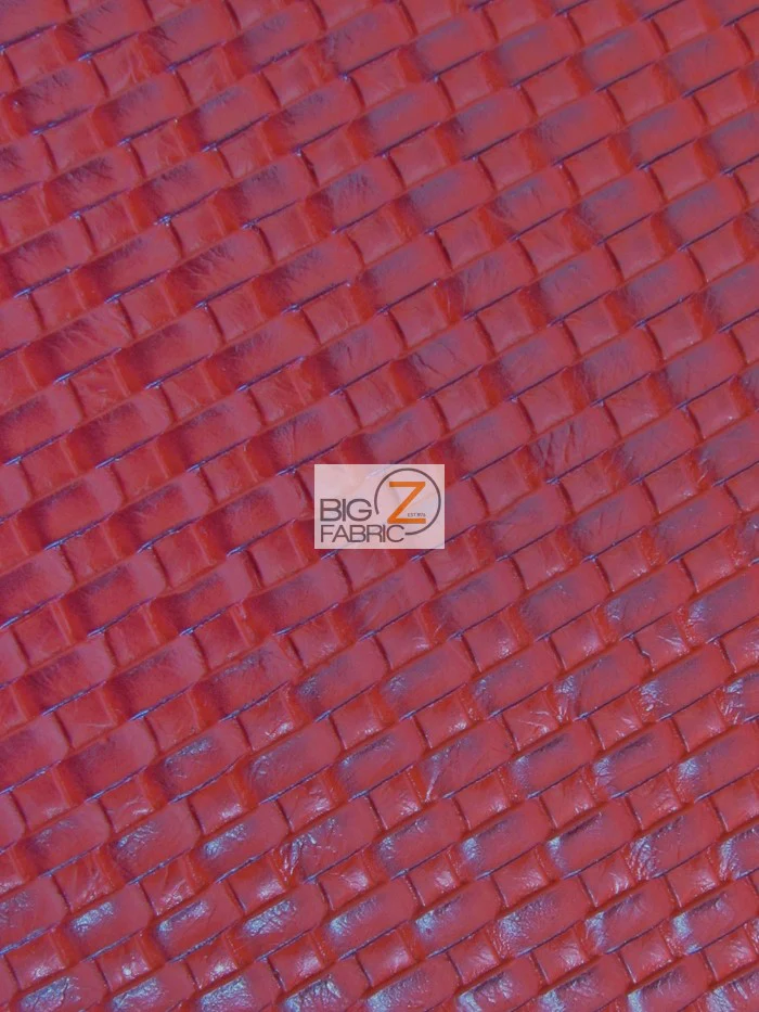 Lattice Basket Weave Upholstery Vinyl Fabric / Red / Sold By The Yard Closeout!!! - Image 2