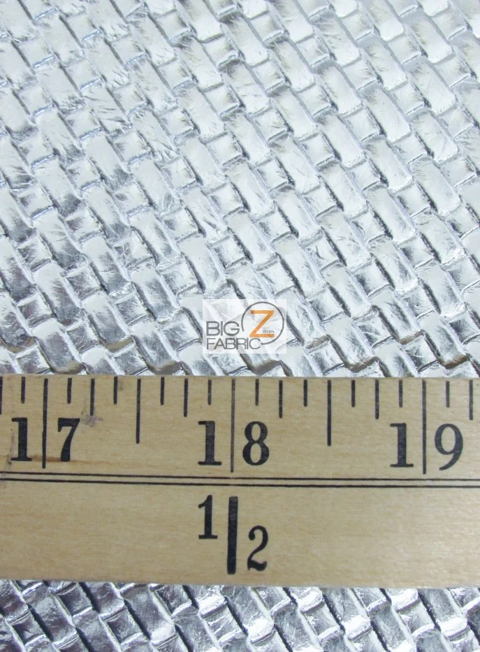Lattice Basket Weave Upholstery Vinyl Fabric / Silver / Sold By The Yard Closeout!!! - Image 2