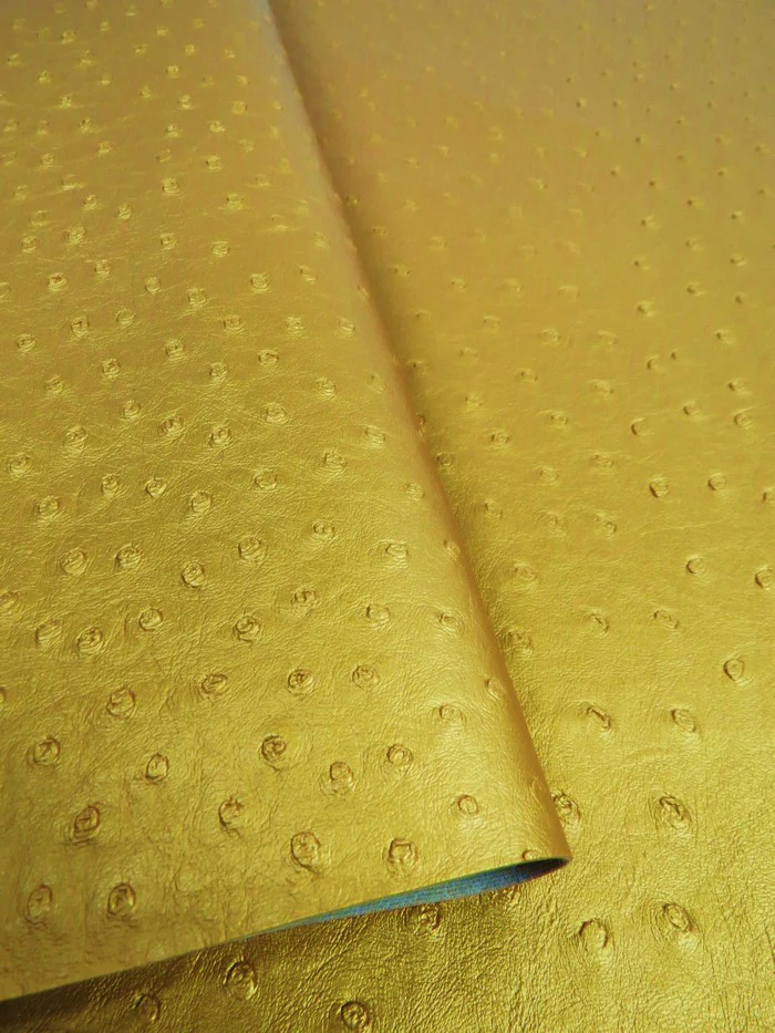 Metallic Gold Classic Ostrich Upholstery Vinyl Fabric / By The Roll - 30 Yards - Image 3