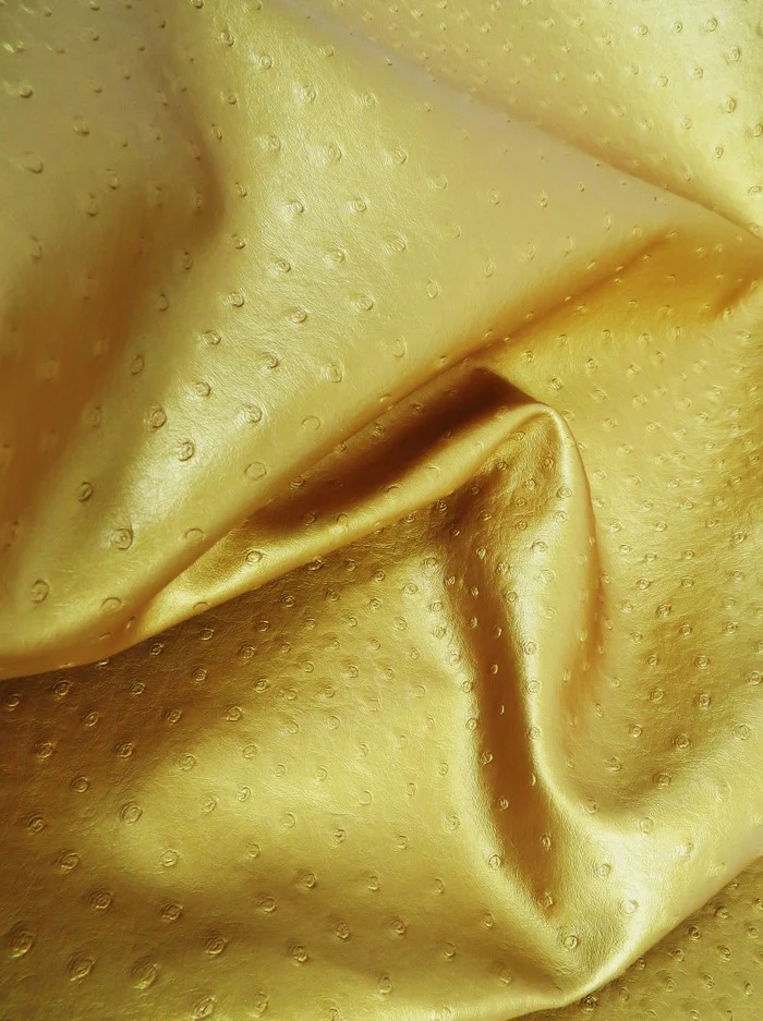 Metallic Gold Classic Ostrich Upholstery Vinyl Fabric / By The Roll - 30 Yards - Image 4