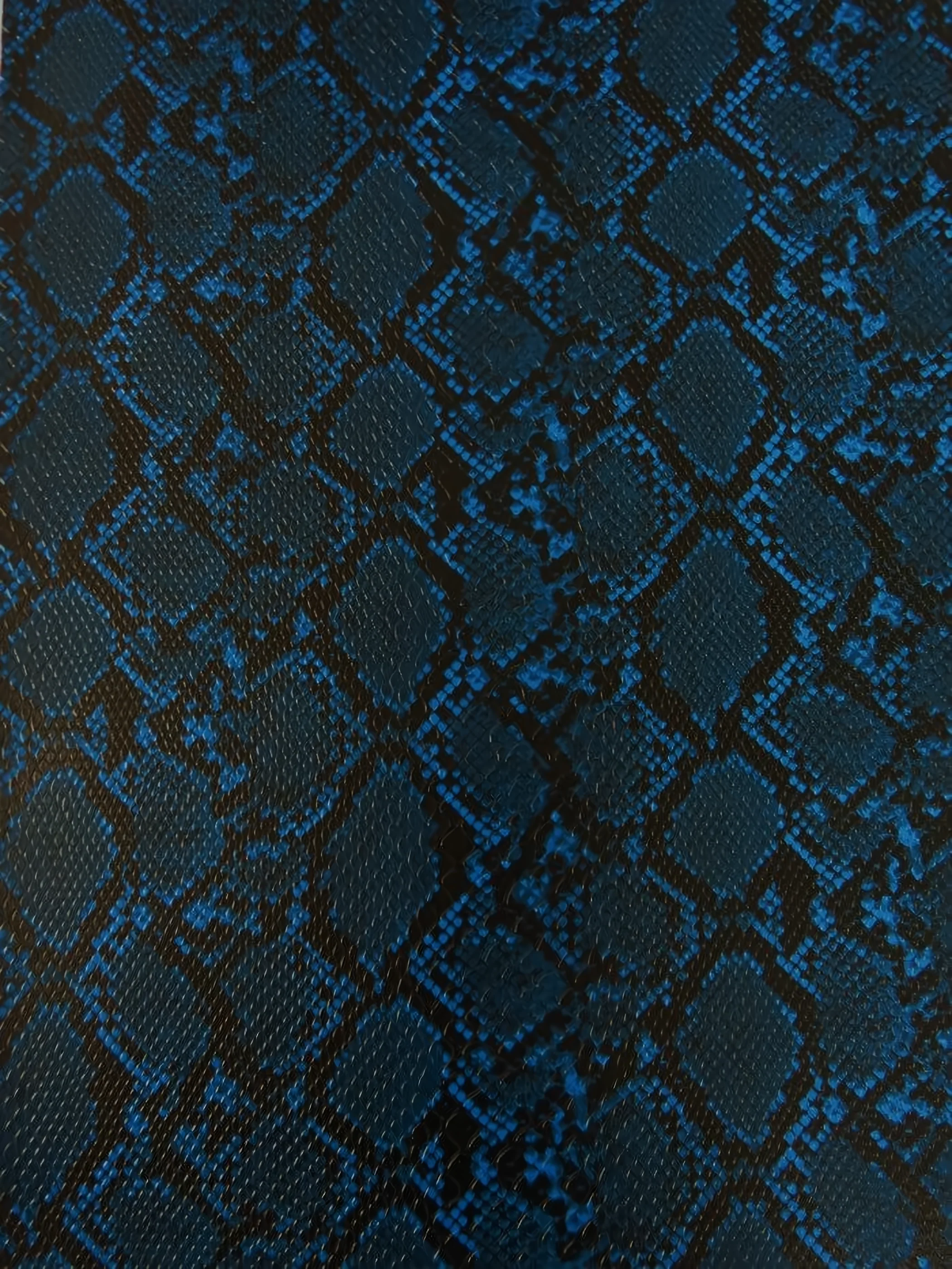 Midnight Blue / Calico Python Snake Vinyl Fabric - Image 2