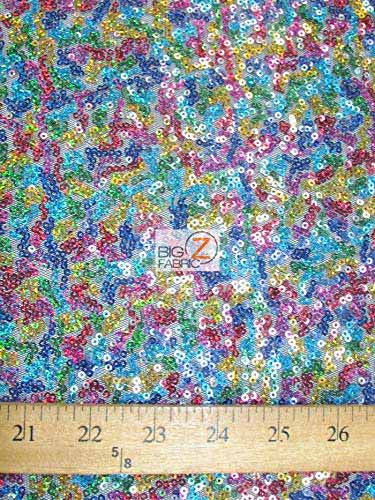 Mini Disc Sequin Nylon Mesh Fabric / Matte Silver / Sold By The Yard - Image 2