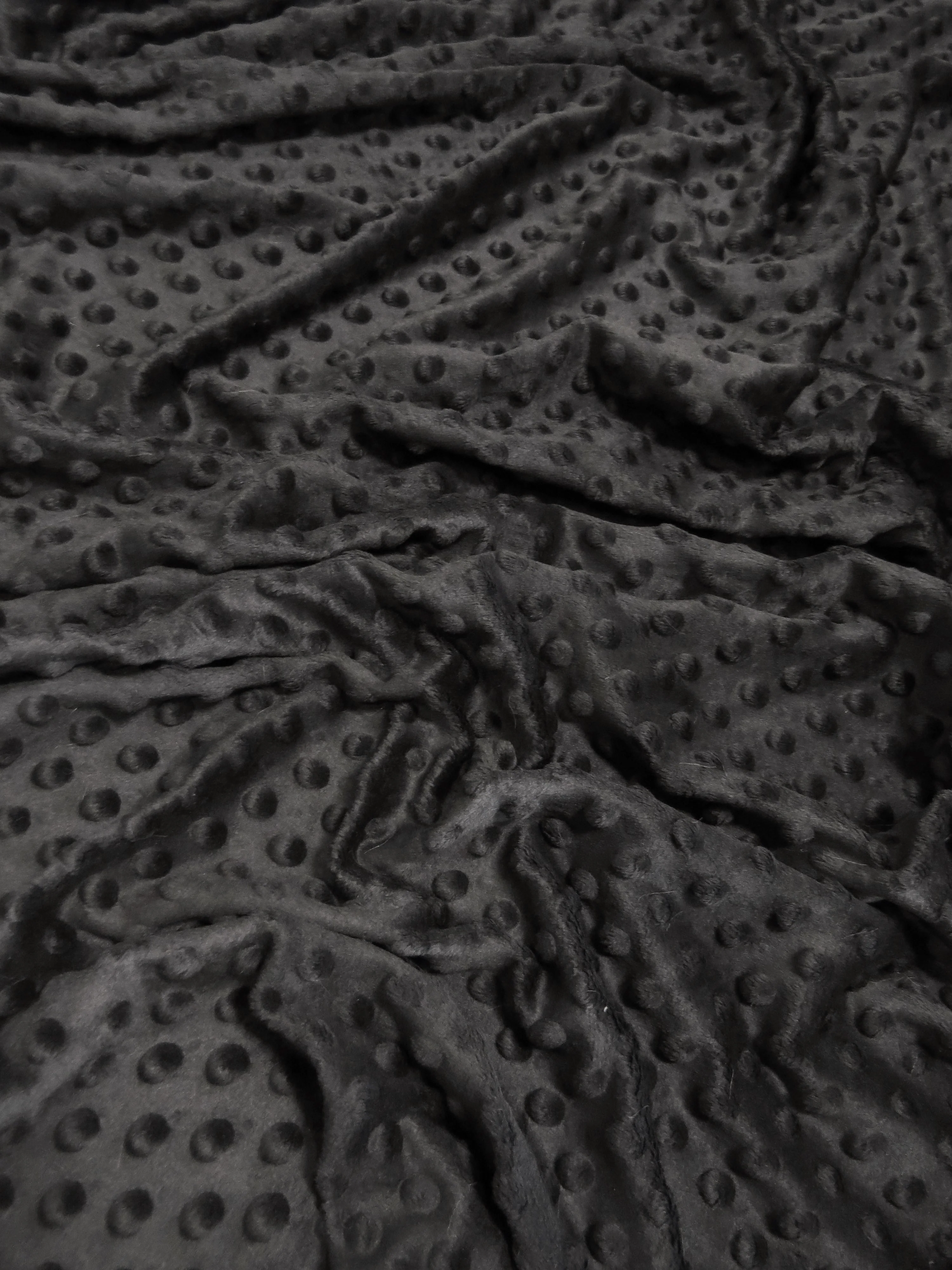 Black Minky Dimple Dot Baby Soft Fabric / Sold By The Yard