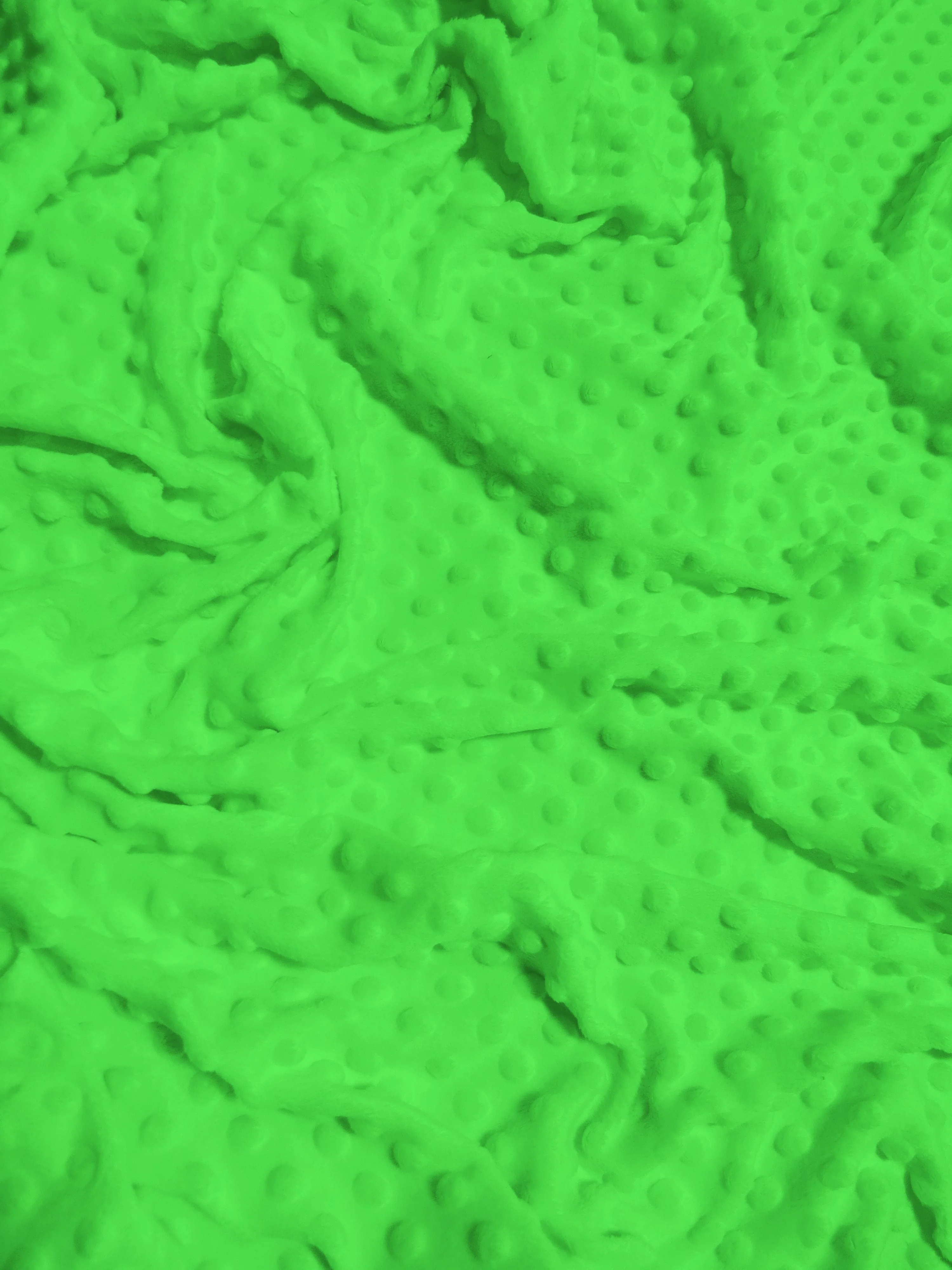 Lime Green Minky Dimple Dot Baby Soft Fabric / Sold By The Yard