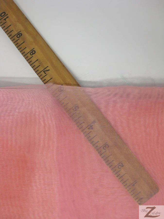 Mirror Crystal Organza Fabric - 20 Yard Bolt - Coral - Image 2