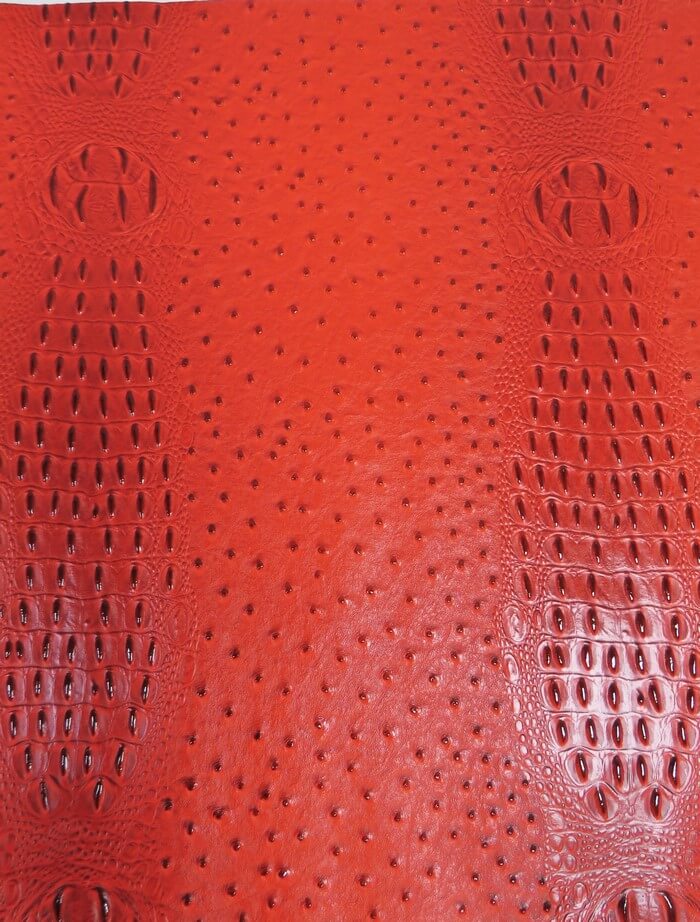 Carnage Red Mutant Ostrich Gator Embossed Vinyl Fabric / Sold By The Yard - Image 2