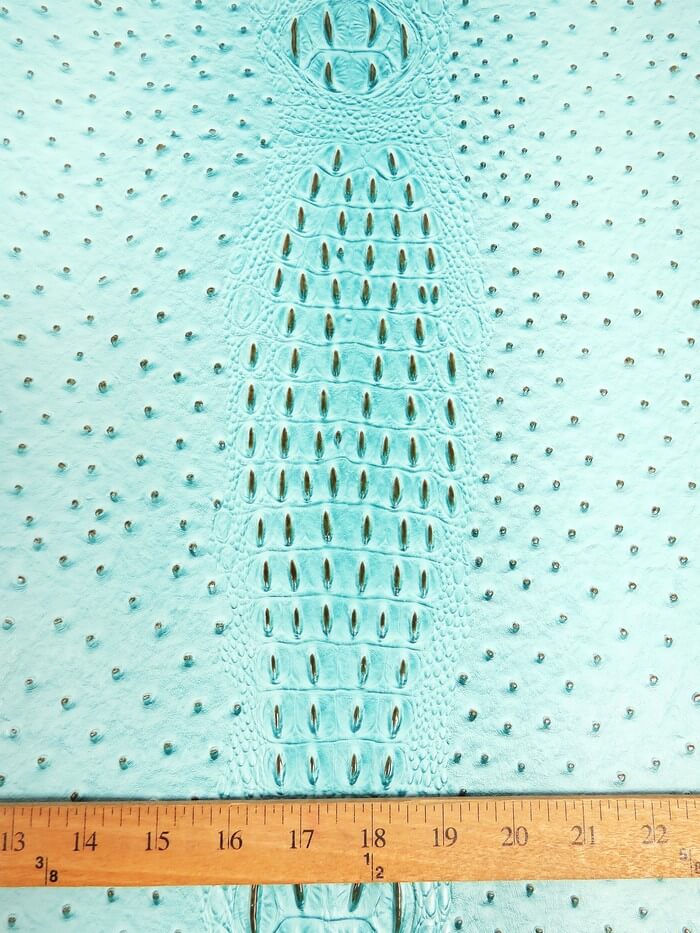 Mutant Ostrich Gator Embossed Vinyl Fabric / Glacier Blue / By The Roll - 30 Yards - Image 3