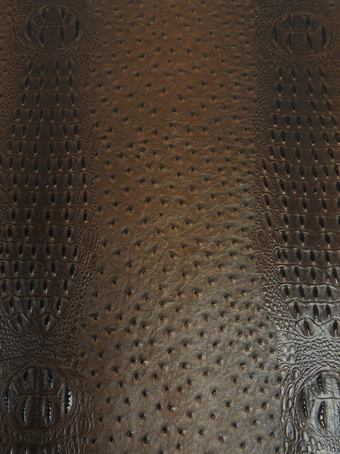 Grizzly Brown Mutant Ostrich Gator Embossed Vinyl Fabric / Sold By The Yard - Image 2