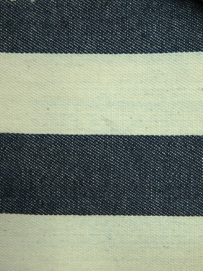 Navy with 1" Stripe 100% Cotton Yard Dye Denim