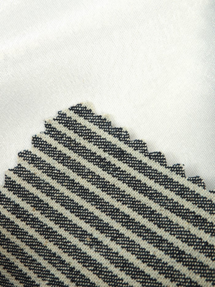 Navy with Natural Big Stripe 339GSM 100% Cotton Denim - Image 2