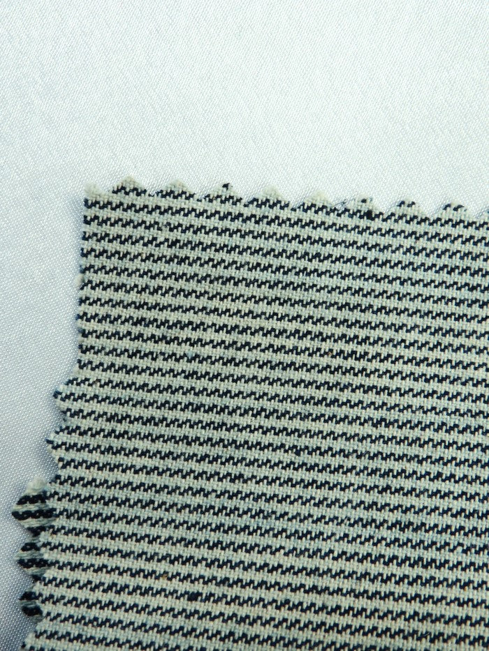 Navy with Natural Small Stripe 9.5oz 100% Cotton Denim - Image 2