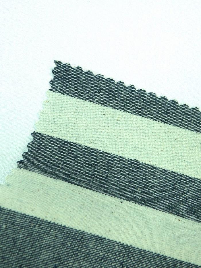 Navy with Natural Wide Stripe Heavyweight 100% Cotton Yarn Dye Denim - Image 2