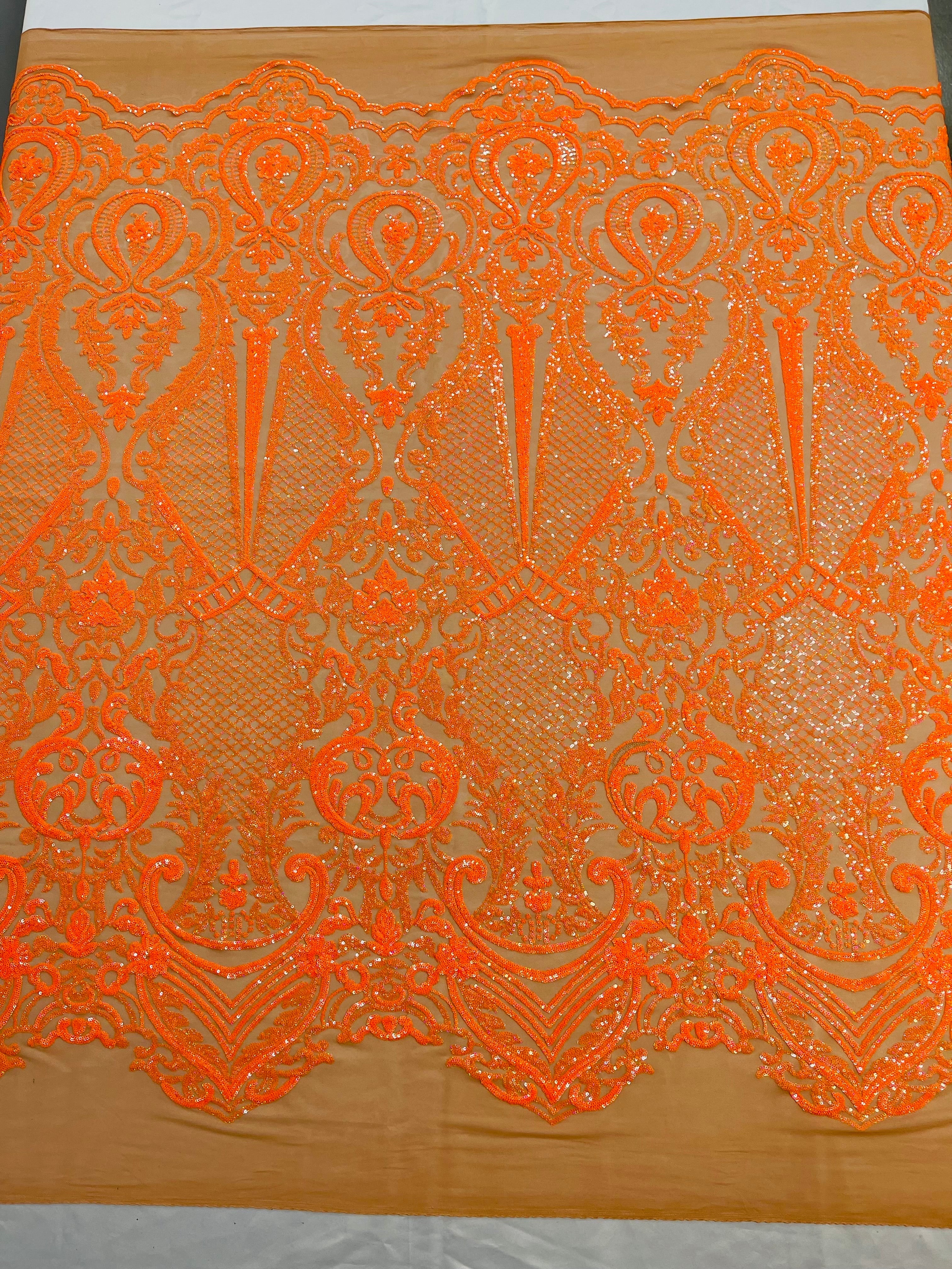 SMALL SEQUIN DAMASK ON STRETCH MESH FABRIC (By The Yard) - Image 3