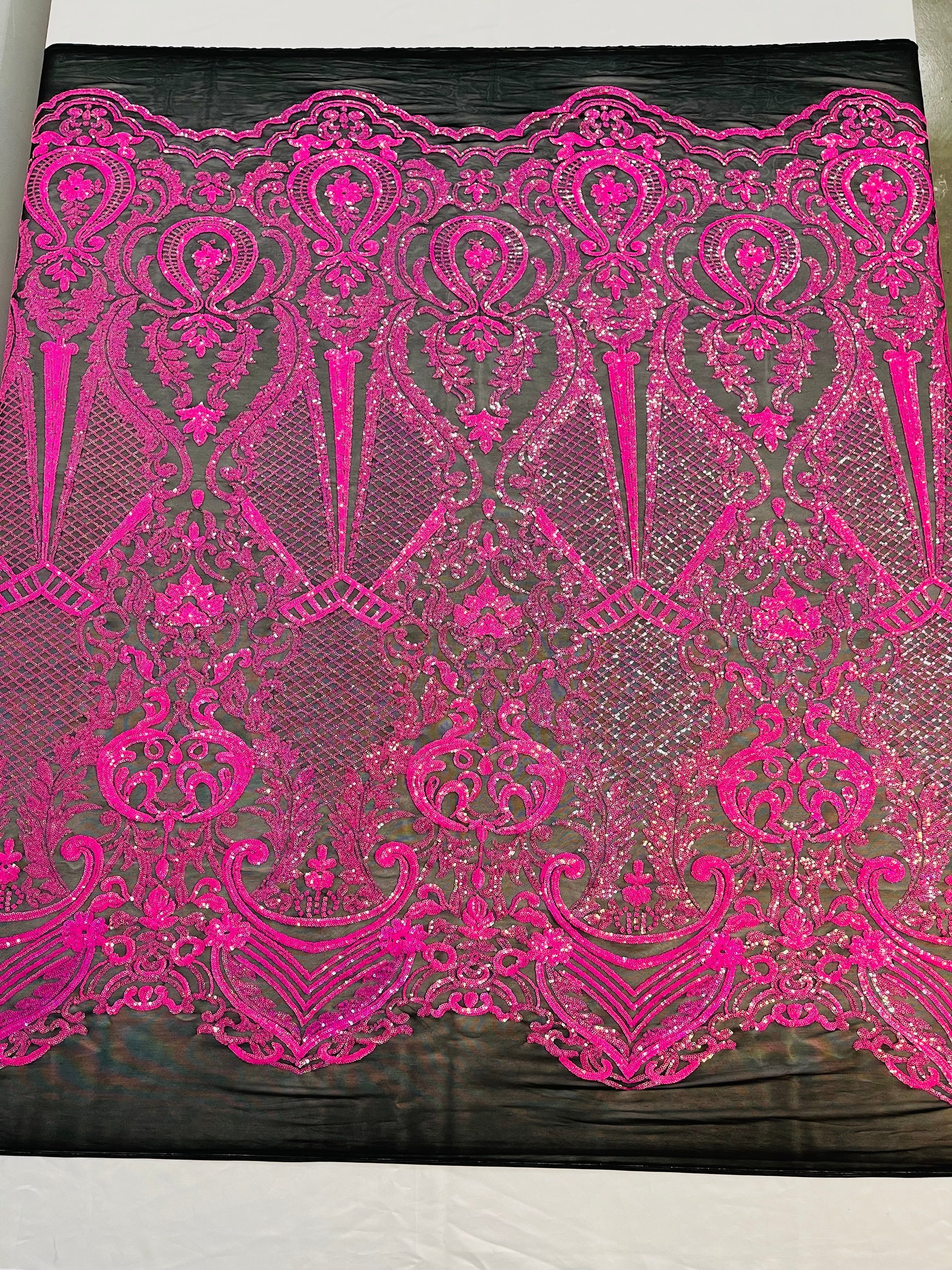 SMALL SEQUIN DAMASK ON STRETCH MESH FABRIC (By The Yard) - Image 4