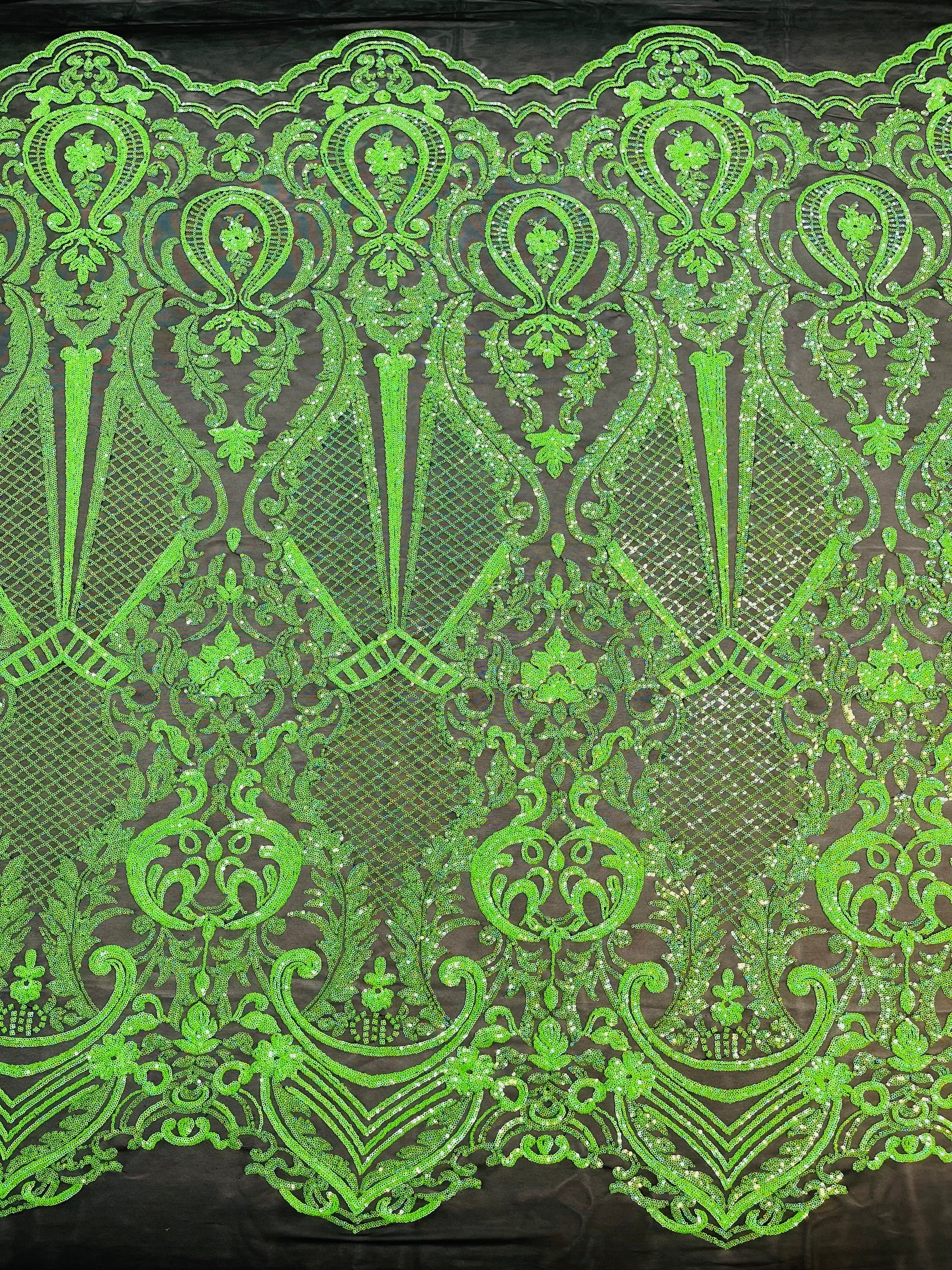 SMALL SEQUIN DAMASK ON STRETCH MESH FABRIC (By The Yard) - Image 5
