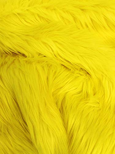 Neon Yellow UV Reactive Solid Shaggy Faux Fur Fabric / Sold By The Yard - Image 2