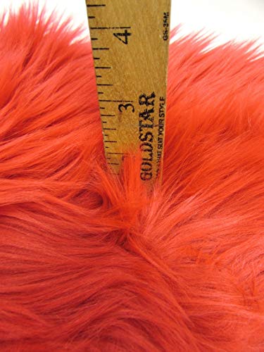 Fire Red UV Reactive Solid Shaggy Faux Fur Fabric / Sold By The Yard - Image 4