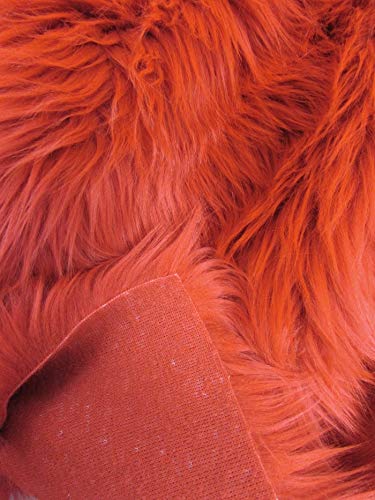 Fire Red UV Reactive Solid Shaggy Faux Fur Fabric / Sold By The Yard - Image 3
