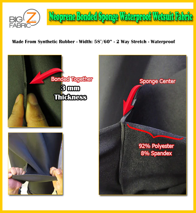 Neoprene Bonded Sponge Waterproof Wetsuit Fabric / 3mm Red / Sold By The Foot - Image 6