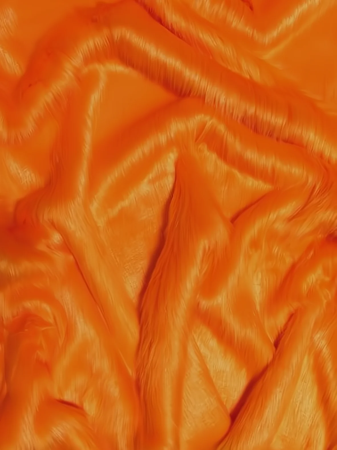 Orange Solid Shaggy Long Pile Faux Fur Fabric / Sold By The Yard (Closeout)