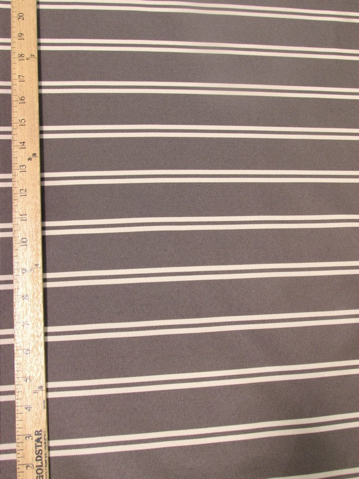 Oxford Stripe Outdoor Canvas Waterproof Fabric / Brown / Sold By The Yard - Image 2
