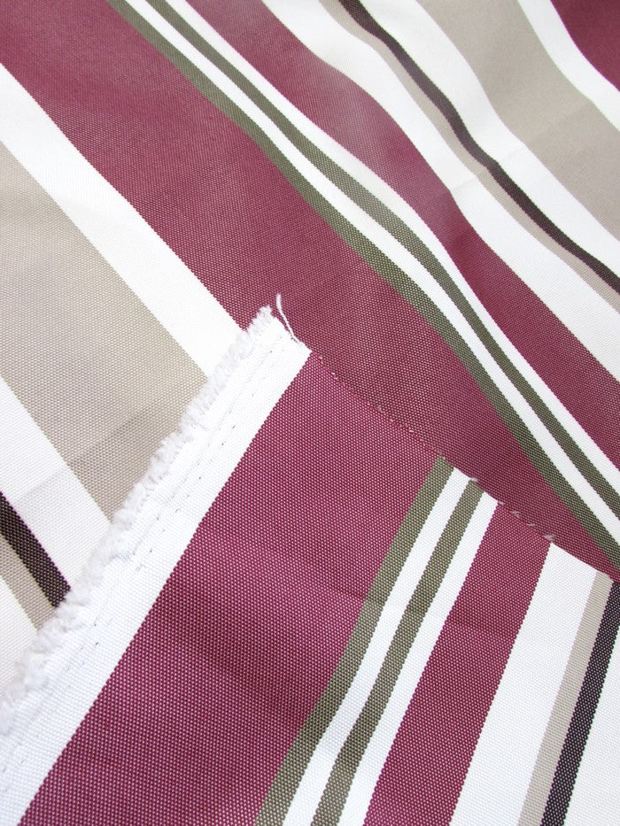 Oxford Stripe Outdoor Canvas Waterproof Fabric / Brown / Sold By The Yard - Image 5