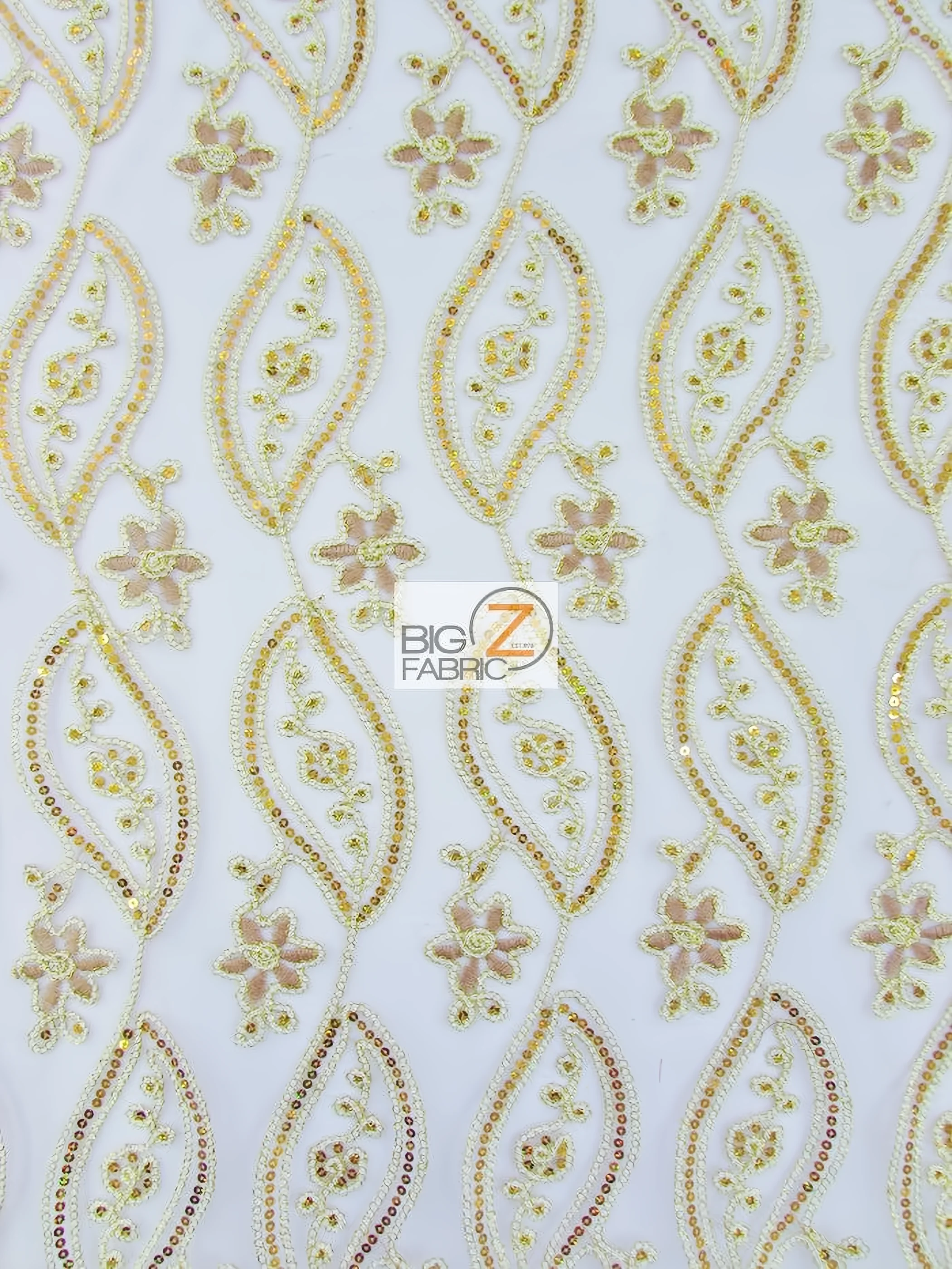 Petal Mesh Sequin Fabric / Gold / Sold By The Yard