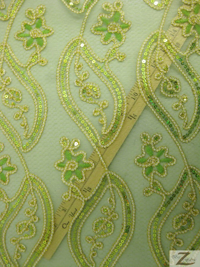 Petal Mesh Sequin Fabric / Gold / Sold By The Yard - Image 2