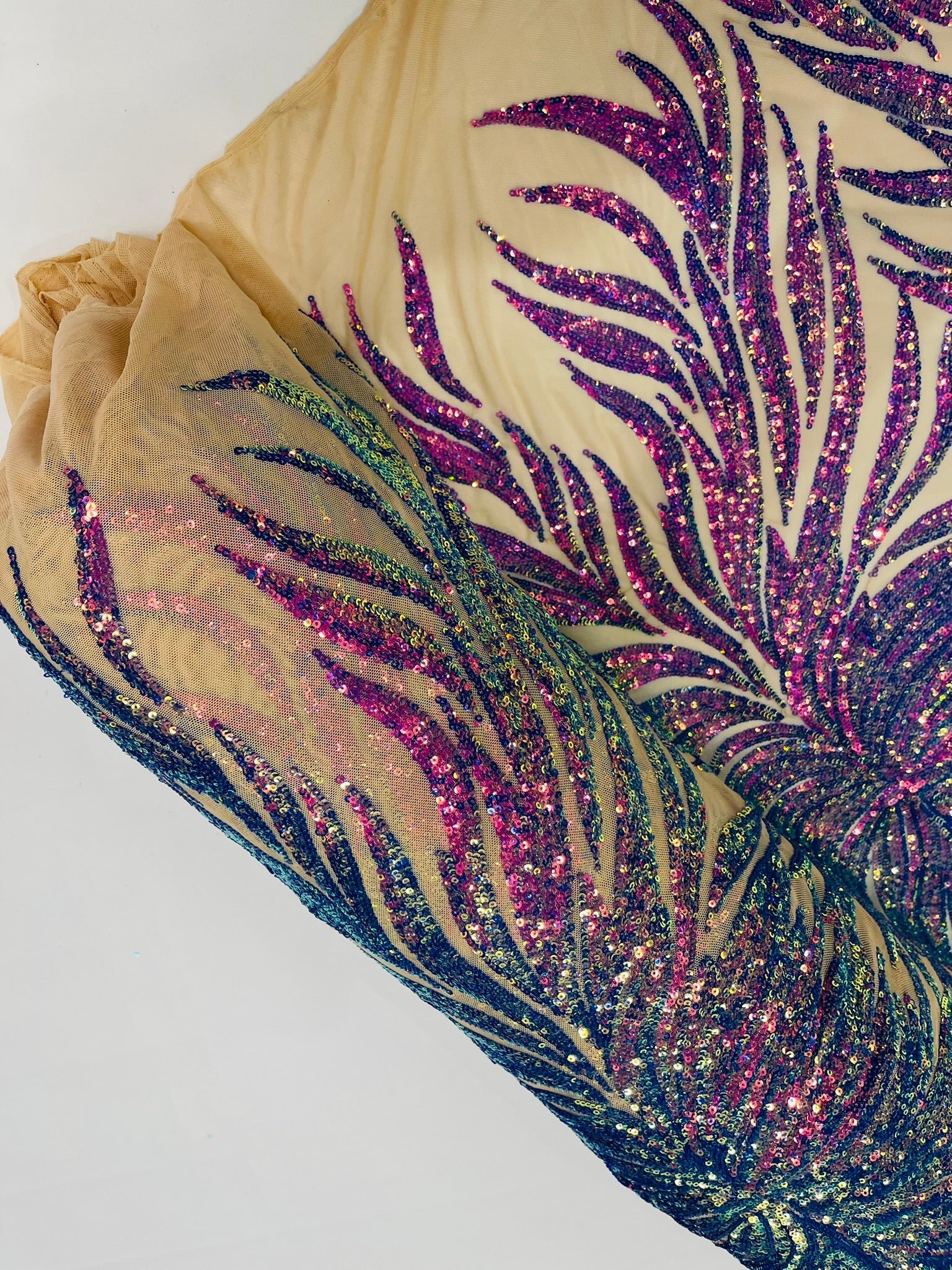 Phoenix Feather Sequin Stretch Mesh Fabric / Sold by the Yard - Image 23