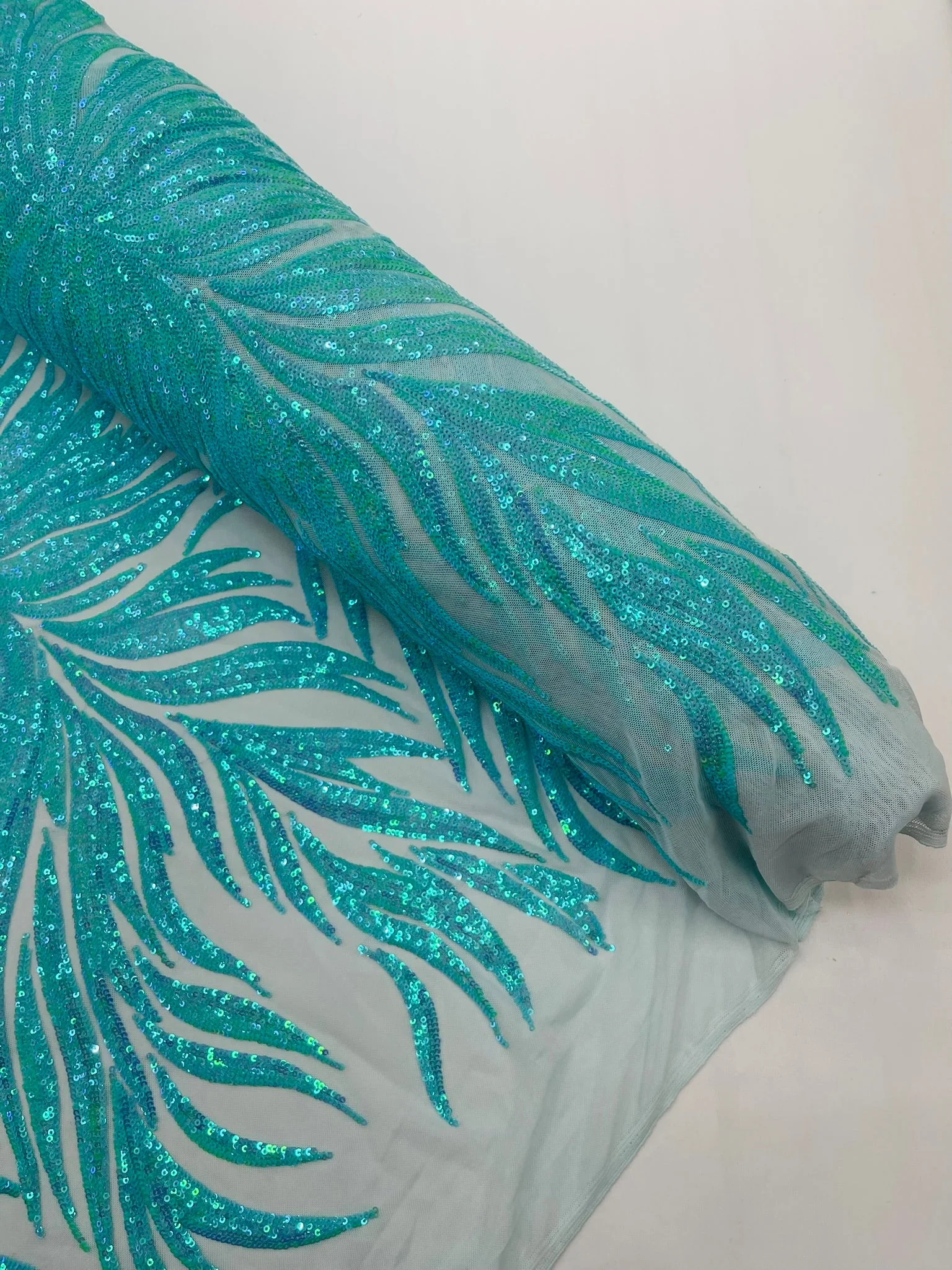 Phoenix Feather Sequin Stretch Mesh Fabric / Sold by the Yard - Image 25