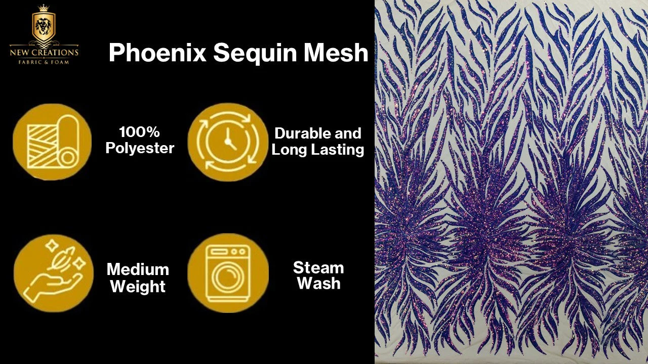 Phoenix Feather Sequin Stretch Mesh Fabric / Sold by the Yard - Image 3