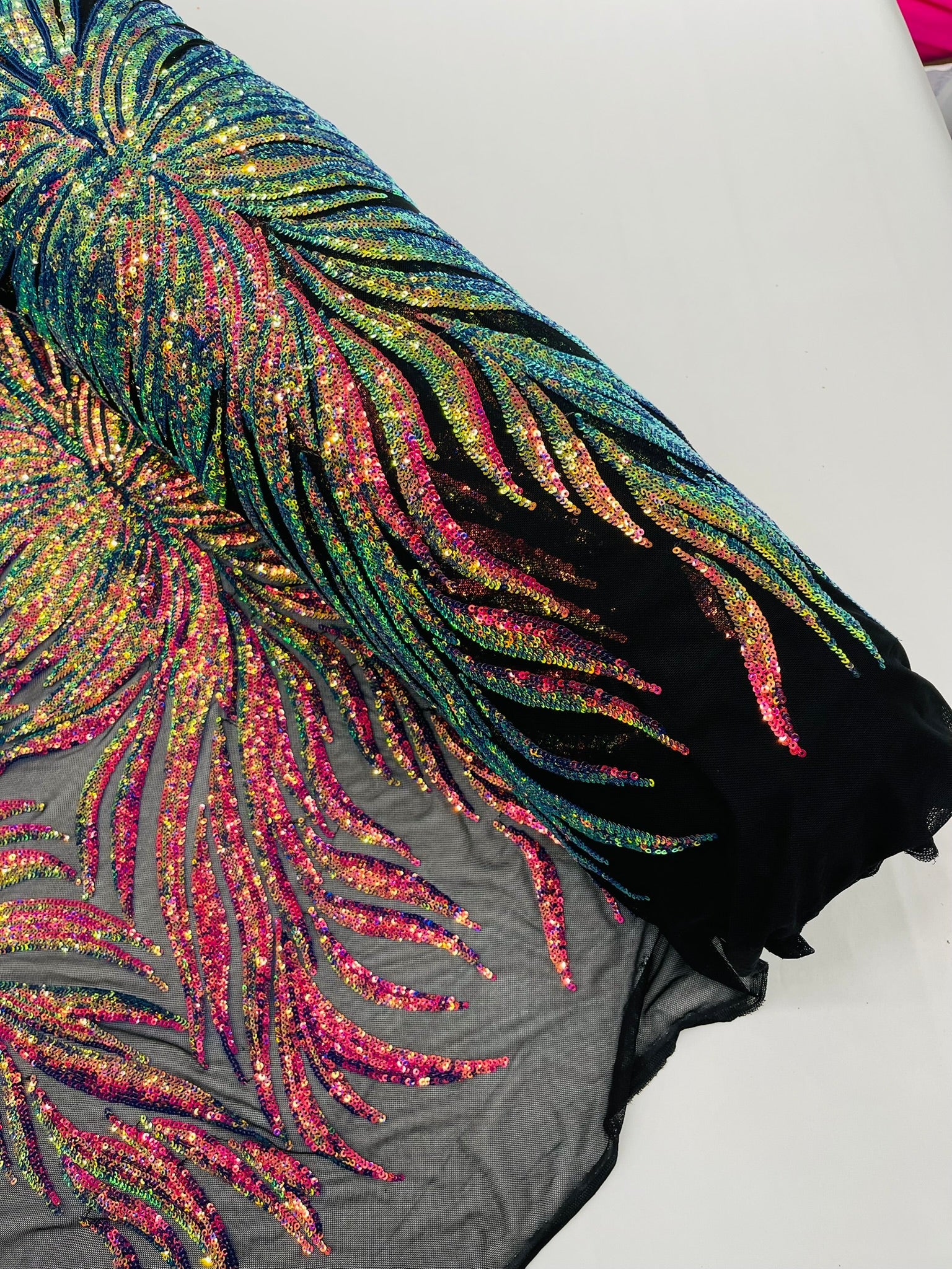 Phoenix Feather Sequin Stretch Mesh Fabric / Sold by the Yard - Image 33