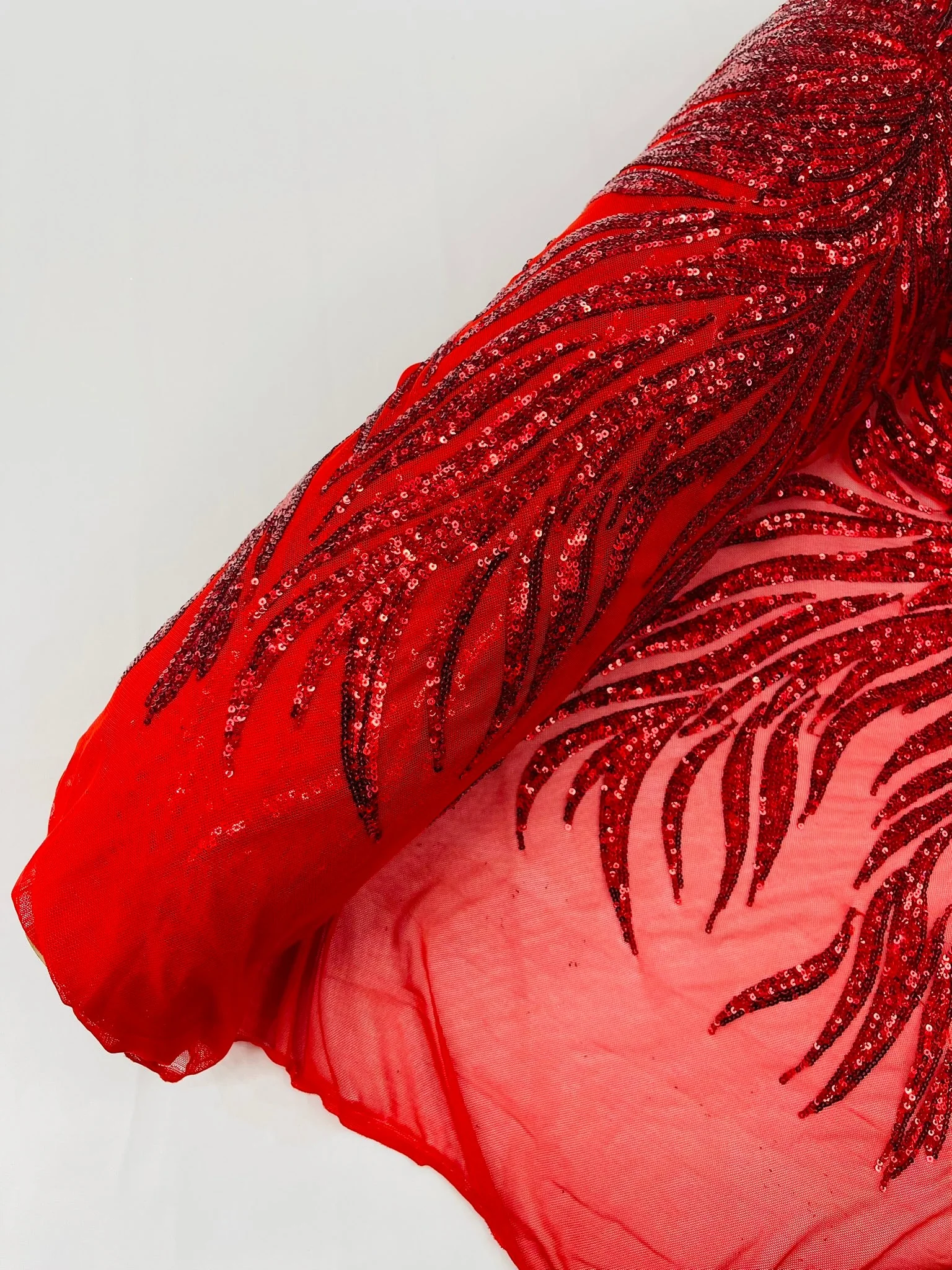 Phoenix Feather Sequin Stretch Mesh Fabric / Sold by the Yard - Image 35
