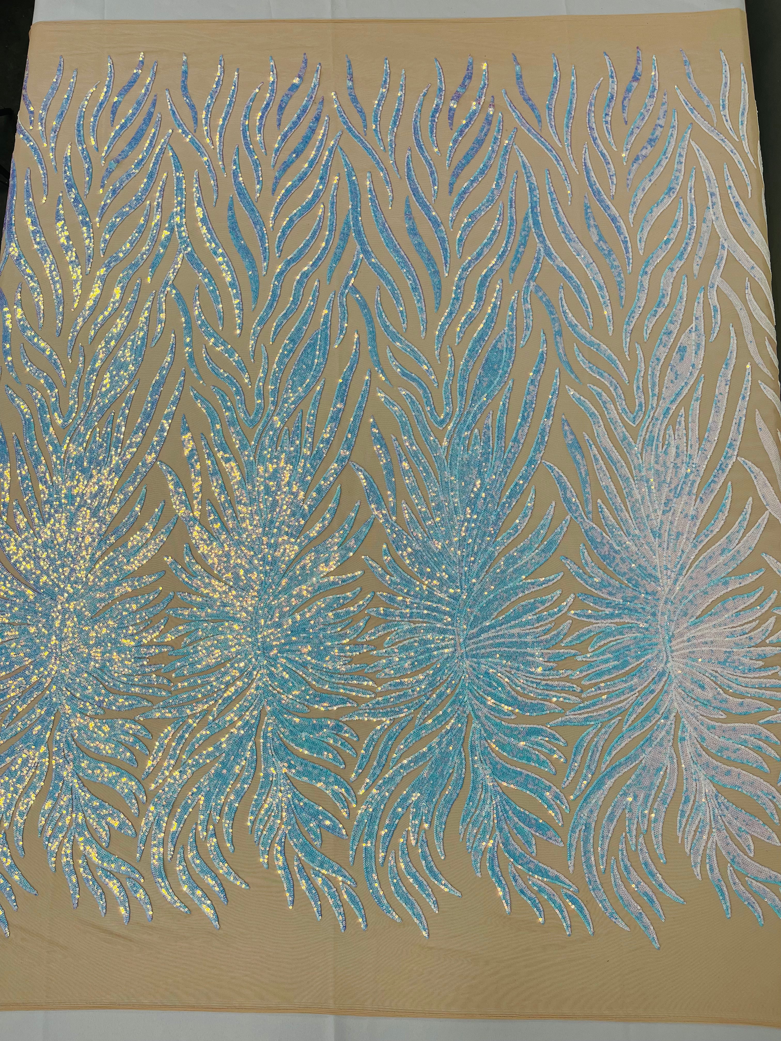 Phoenix Feather Sequin Stretch Mesh Fabric / Sold by the Yard - Image 9