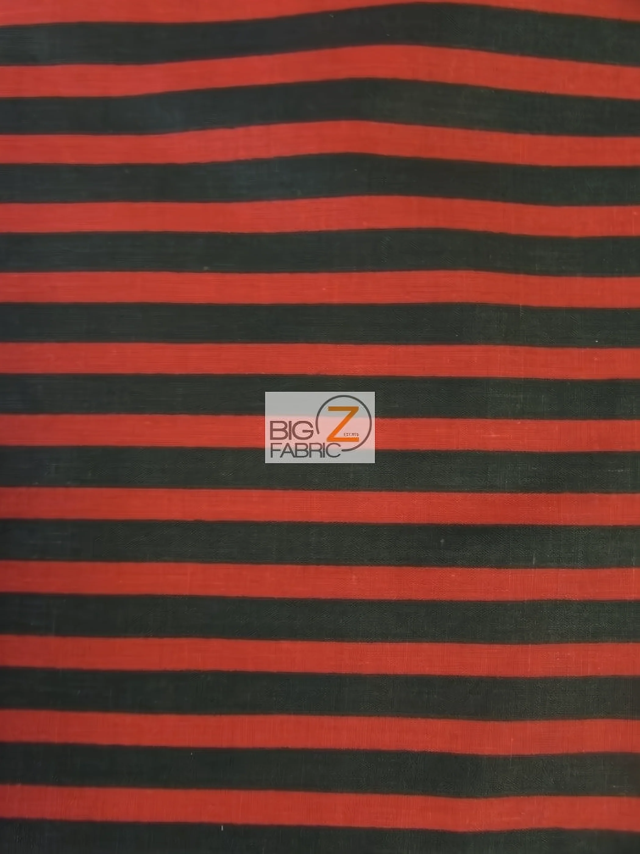 Poly Cotton 1/2 Inch Stripe Fabric / Black/Red / 50 Yard Bolt
