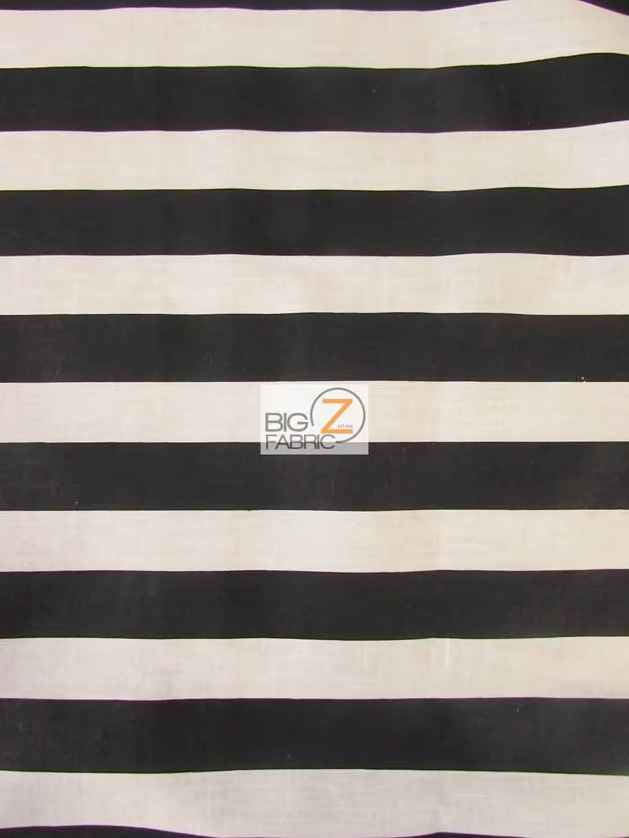 Poly Cotton 1 Inch Stripe Fabric / Black/White / Sold By The Yard