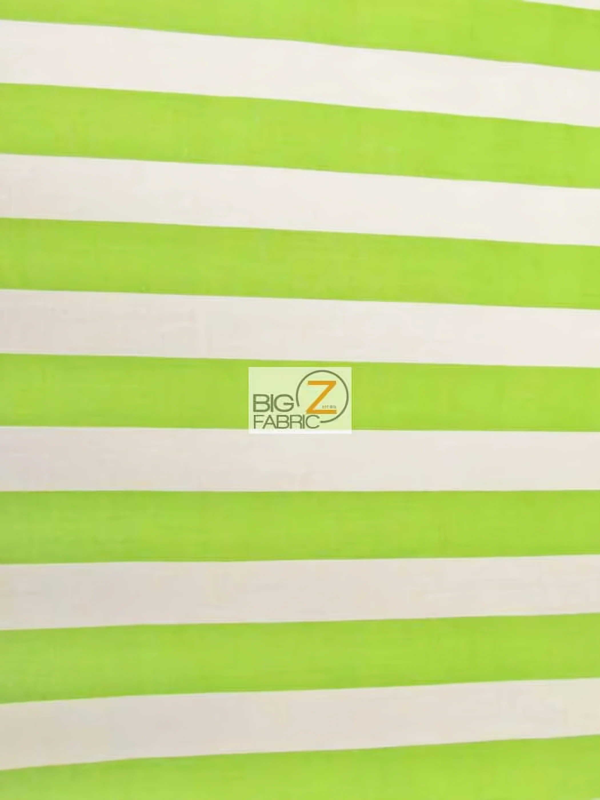 Poly Cotton 1 Inch Stripe Fabric / Lime/White / 50 Yard Bolt