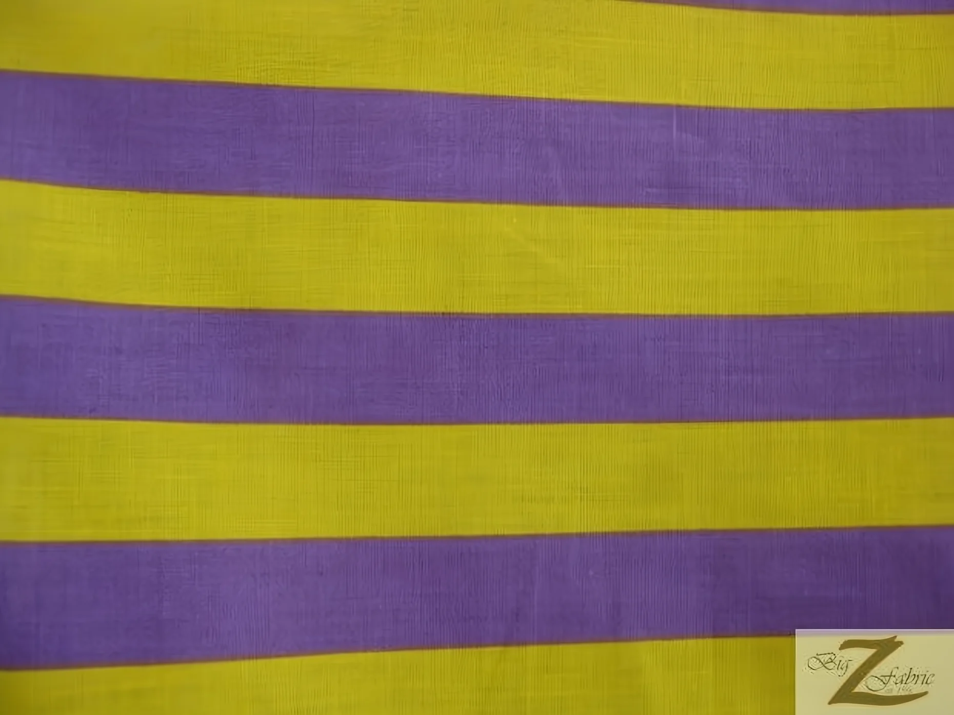 Poly Cotton 1 Inch Stripe Fabric / Purple/Yellow / Sold By The Yard