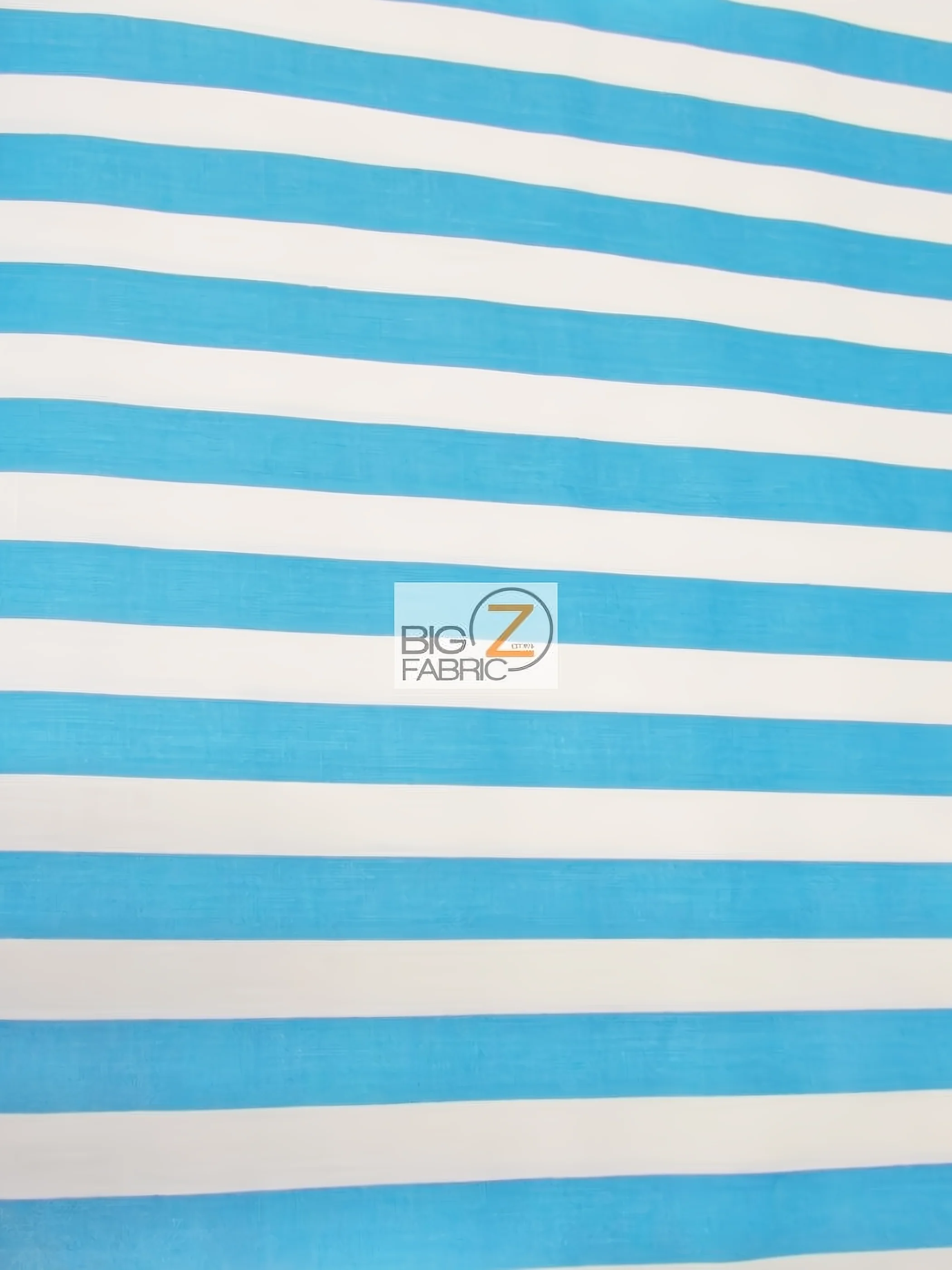 Poly Cotton 1 Inch Stripe Fabric / Turquoise/White / 50 Yard Bolt
