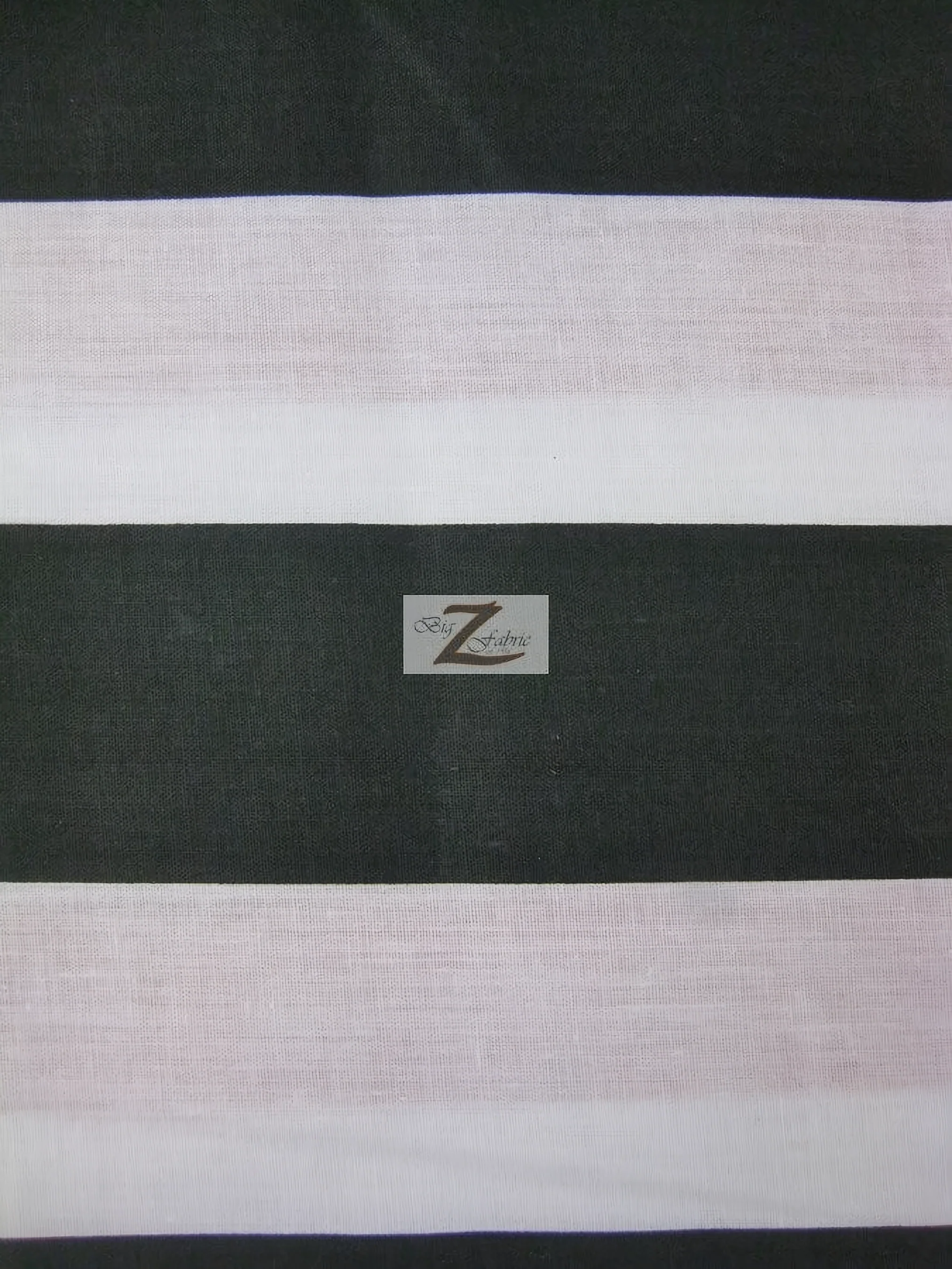 Poly Cotton 2 Inch Giant Stripe Fabric / White/Black / Sold By The Yard