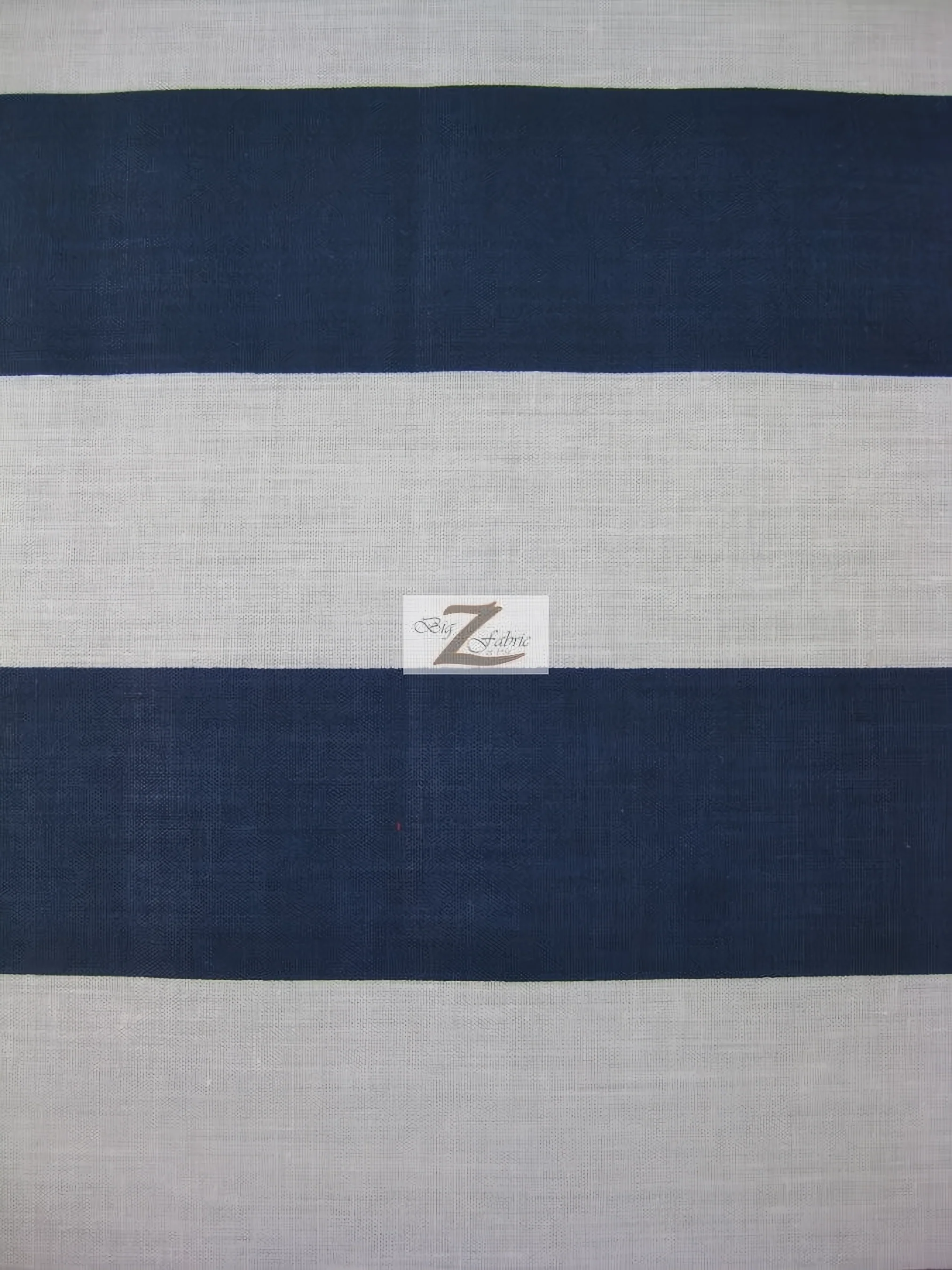 Poly Cotton 2 Inch Giant Stripe Fabric / White/Blue / Sold By The Yard