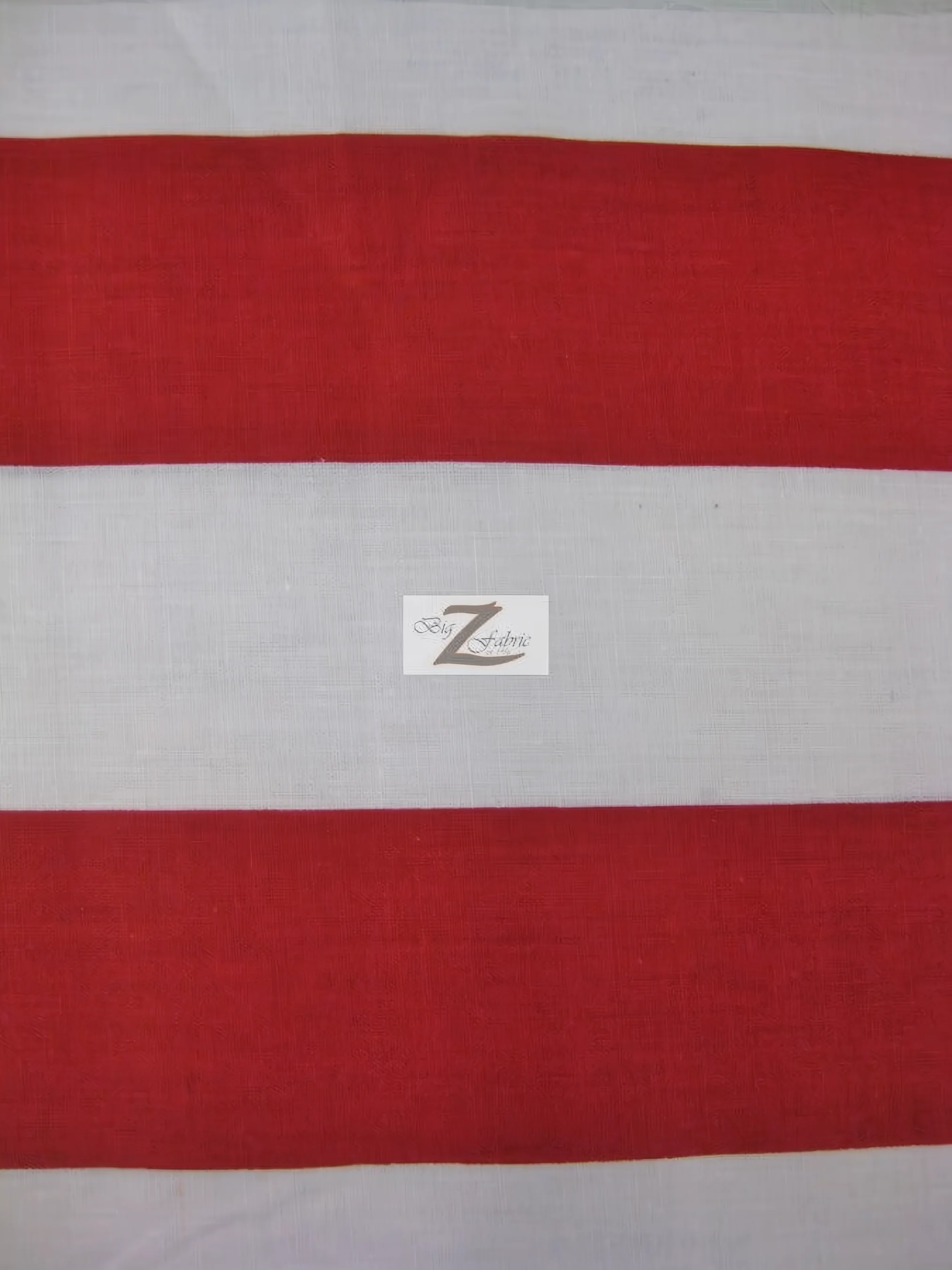 Poly Cotton 2 Inch Stripe Fabric / Red And White / 50 Yard Bolt
