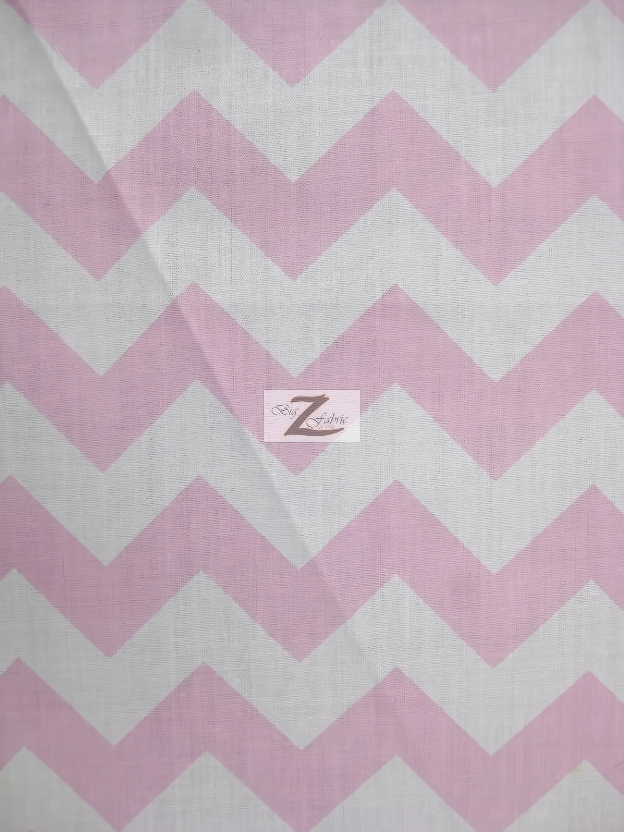 Poly Cotton Fabric 1" Zig Zag Chevron / Pink/White / 50 Yard Bolt