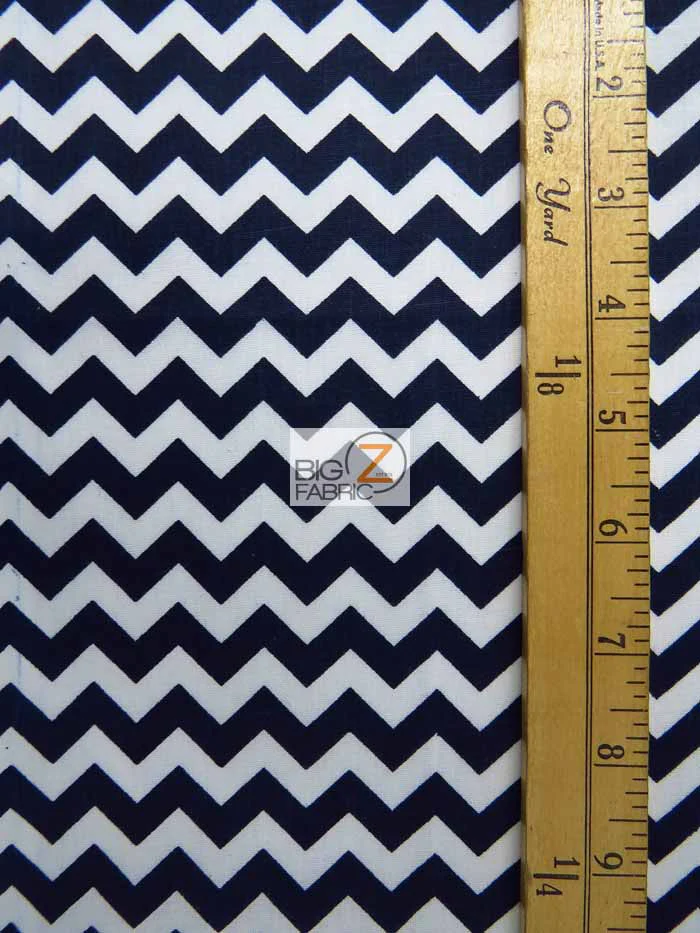 Poly Cotton Fabric .4" Zig Zag Chevron / Black/White / 50 Yard Bolt - Image 2