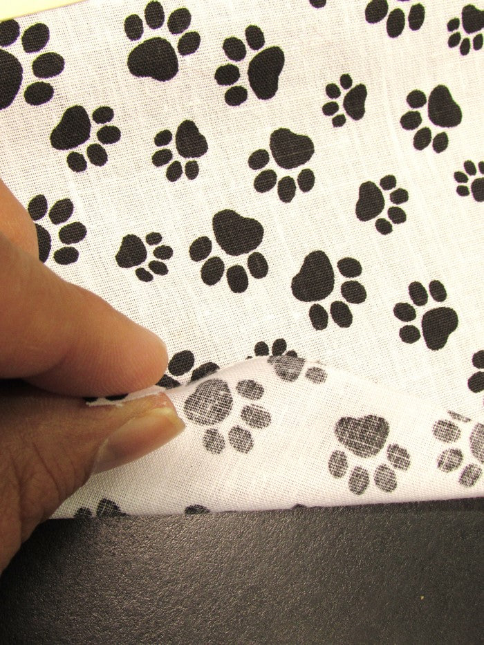 Poly Cotton Printed Fabric Animal Paws / Black/White Paws / Sold By The Yard - Image 2