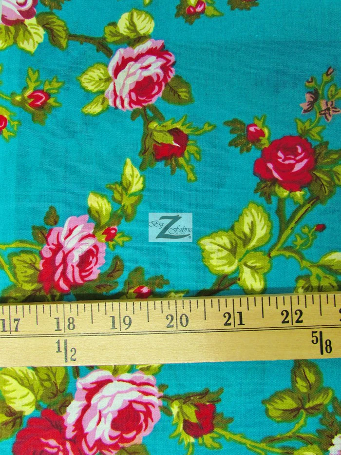 Poly Cotton Printed Fabric Daffodils Flower / Black / Sold By The Yard - Image 2